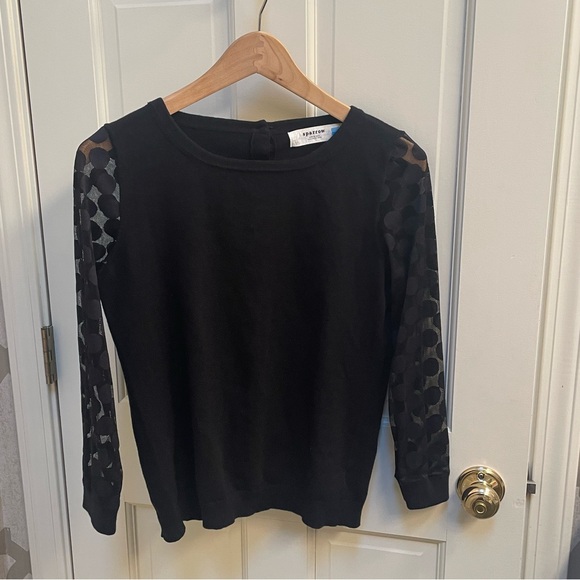 Anthropologie Dotted Sheer Sleeved Sweater - Picture 7 of 9